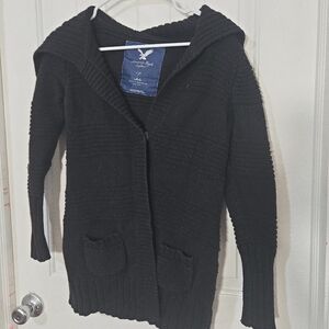 American Eagle Outfitters Black Textured Knit Open Front Cardigan XS/S